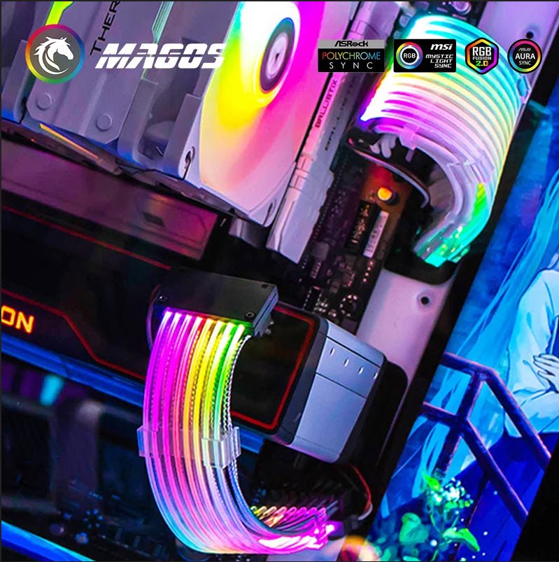 Magos Addressable RGB 24-pin and Dual 8-pin VGA Power Extension Cable Kit - Thumbnail 3