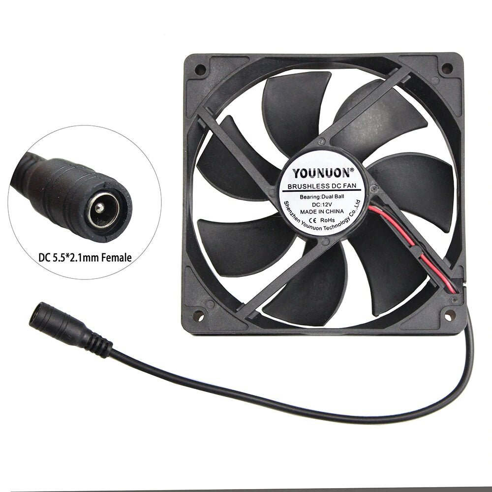 YOUNUON 120x25mm Cooling Fan w/ AC Adapter and Adjustable Speed Controller