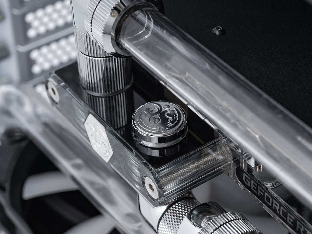 Bitspower Artemis Deluxe White Stop Fitting with Magnetic Logo (4 PCS) - Thumbnail 3