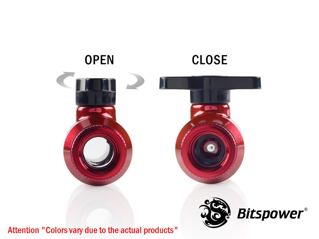 Bitspower Deep Blood Red Dual Rotary Mini Valve With G1/4" Extender - Thumbnail 3