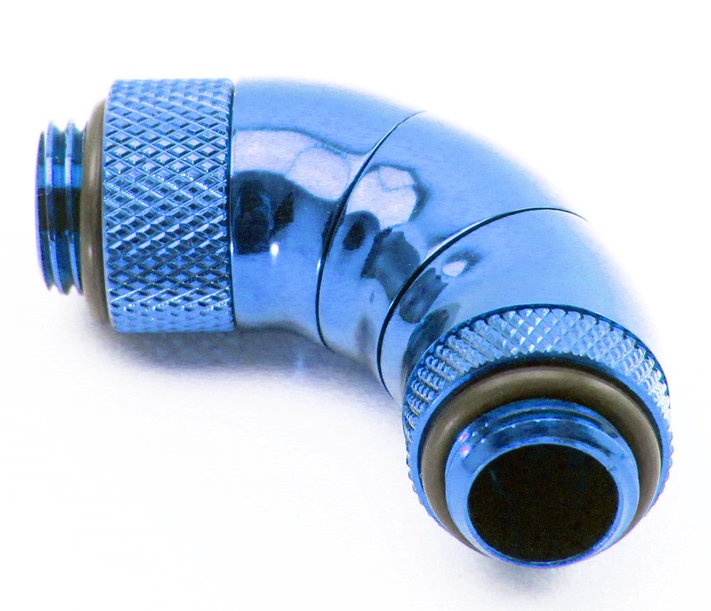 Bitspower G 1/4" Royal Blue Triple Quad 90 Degree G 1/4" Extender - Thumbnail 2