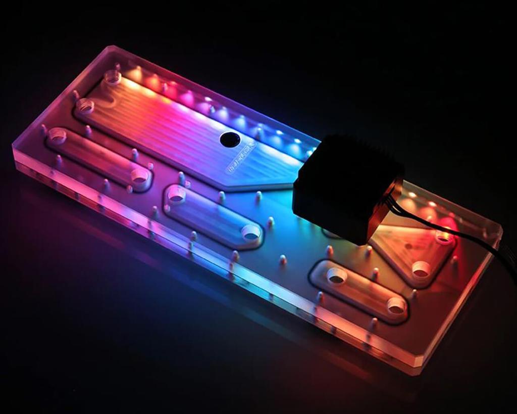 Bykski Distro Plate - Tiny Whale G1 - PMMA w/ 5v Addressable RGB