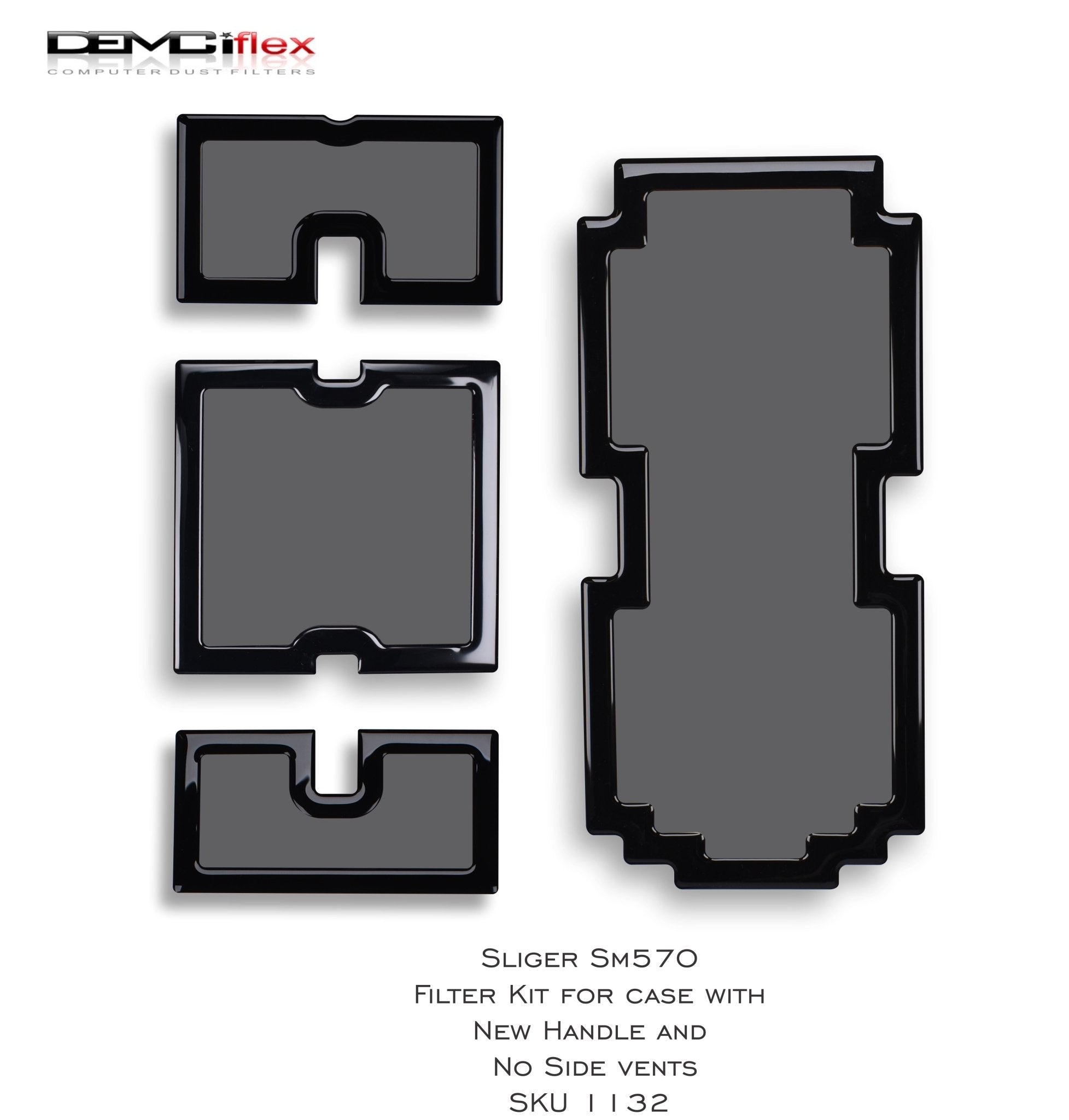 DEMCiflex Magnetic Fan Dust Filter - Sliger SM570 Filter Kit (Case With New Handle & Non-Vented Side) - Thumbnail 2