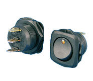 Rocker Switch Square with Round Hole - Black with Amber LED ROCKER-SQ ...