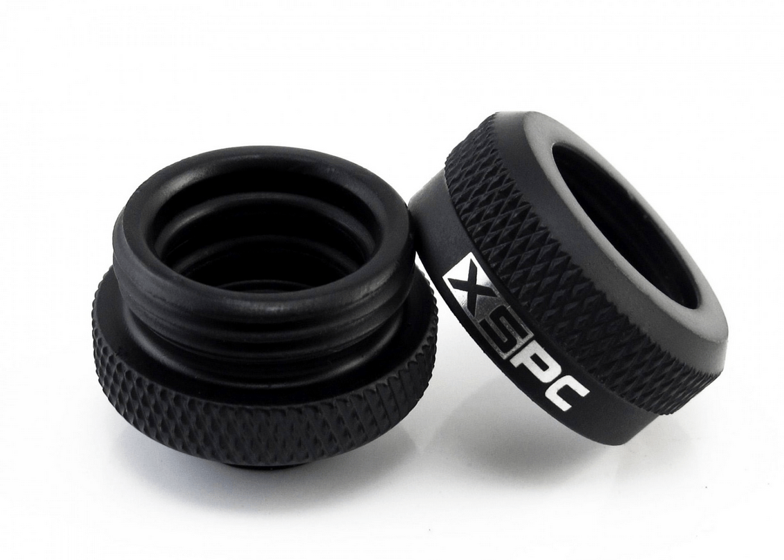 XSPC 14mm Rigid Tubing Fitting - Triple Seal (Black Chrome) (8 Pack) - Thumbnail 3