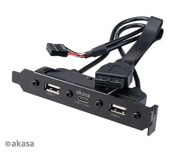 2 Port External Bracket Panel USB 2.0 Motherboard 9pin to USB-C 3.1 Type C 