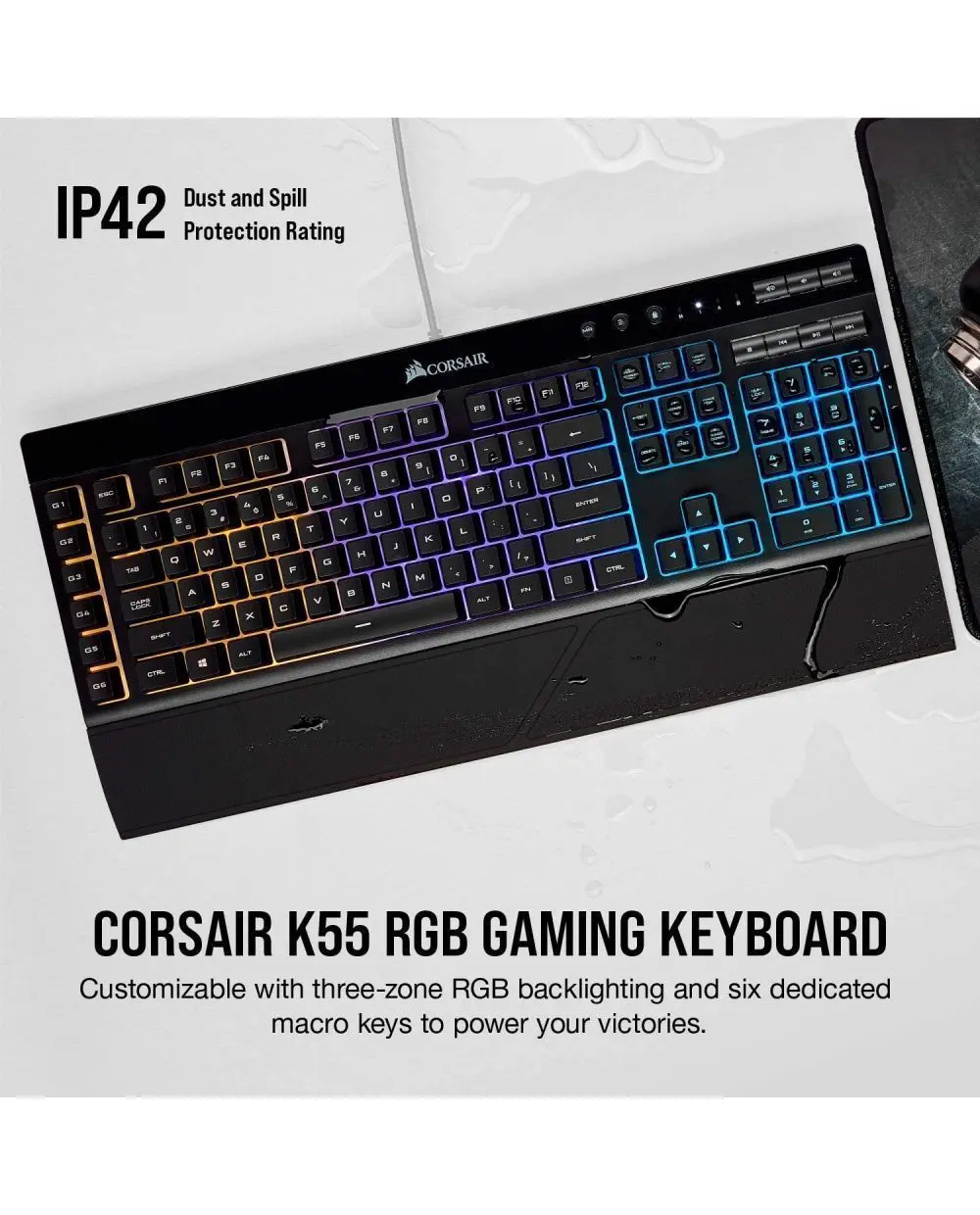 krænkelse ventilation Fremmed Corsair K55 RGB Gaming Keyboard – IP42 Dust and Water Resistance  CH-9206015NA