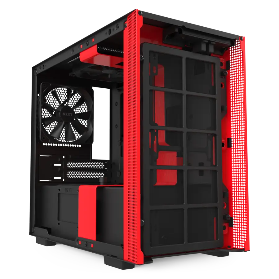 H210 - Mini-ITX PC Gaming Case with Glass - Matte Black/Red