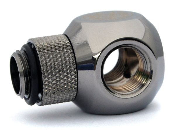 Black Sparkle 90° Single Rotary Bitspower G1/4 to 3/8 Barb Fitting for Soft Tubing 